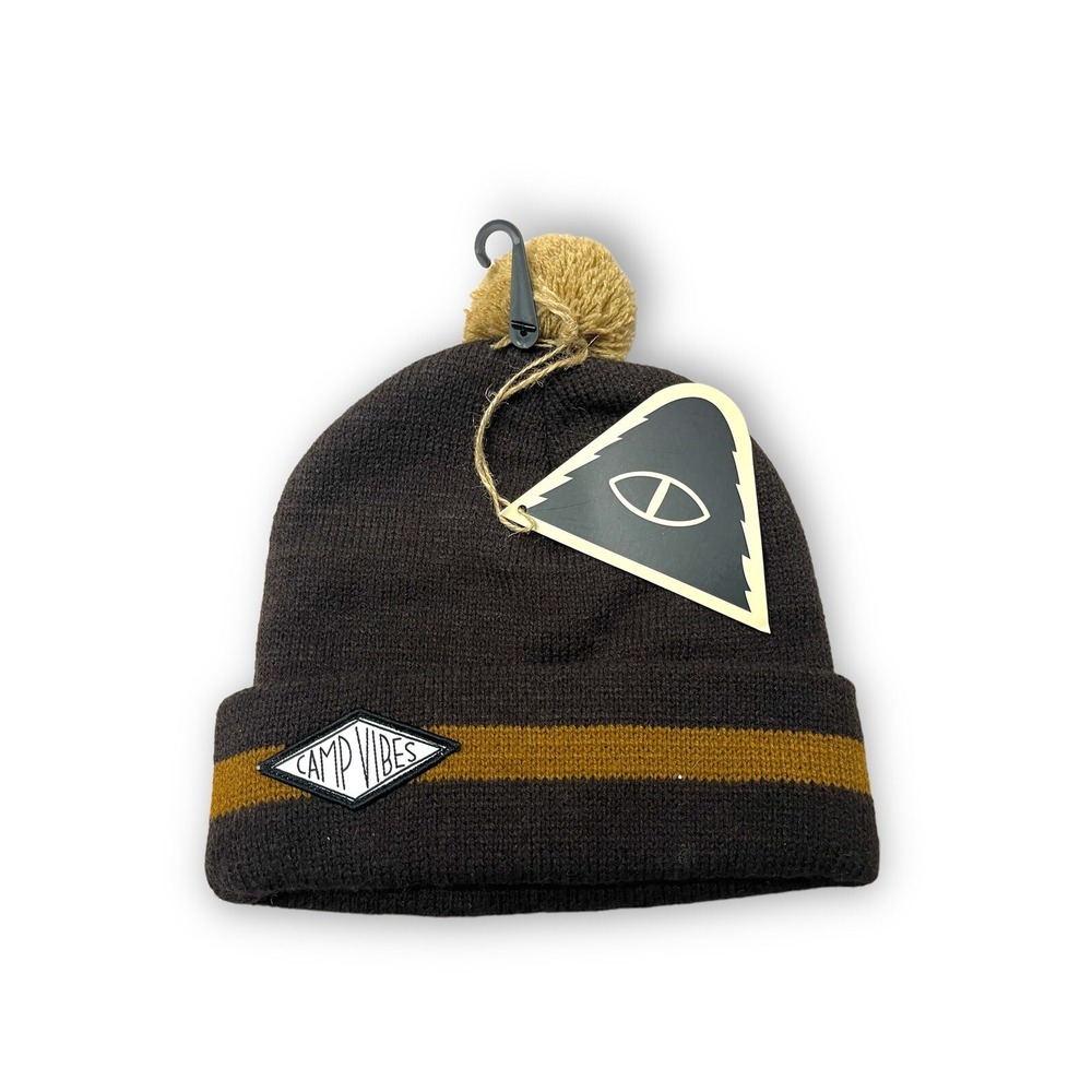 Poler Stuff Camp Rainier Vibes Pom Beanie Cap Hat Rare Brown & Mustard